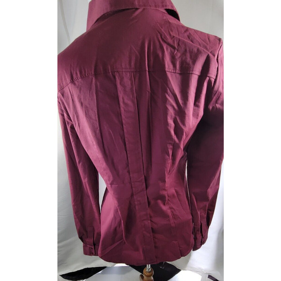 New York & Co Womens Small Purplish Red Semi Fitted Dress Button Up Shirt NWT - Picture 4 of 6